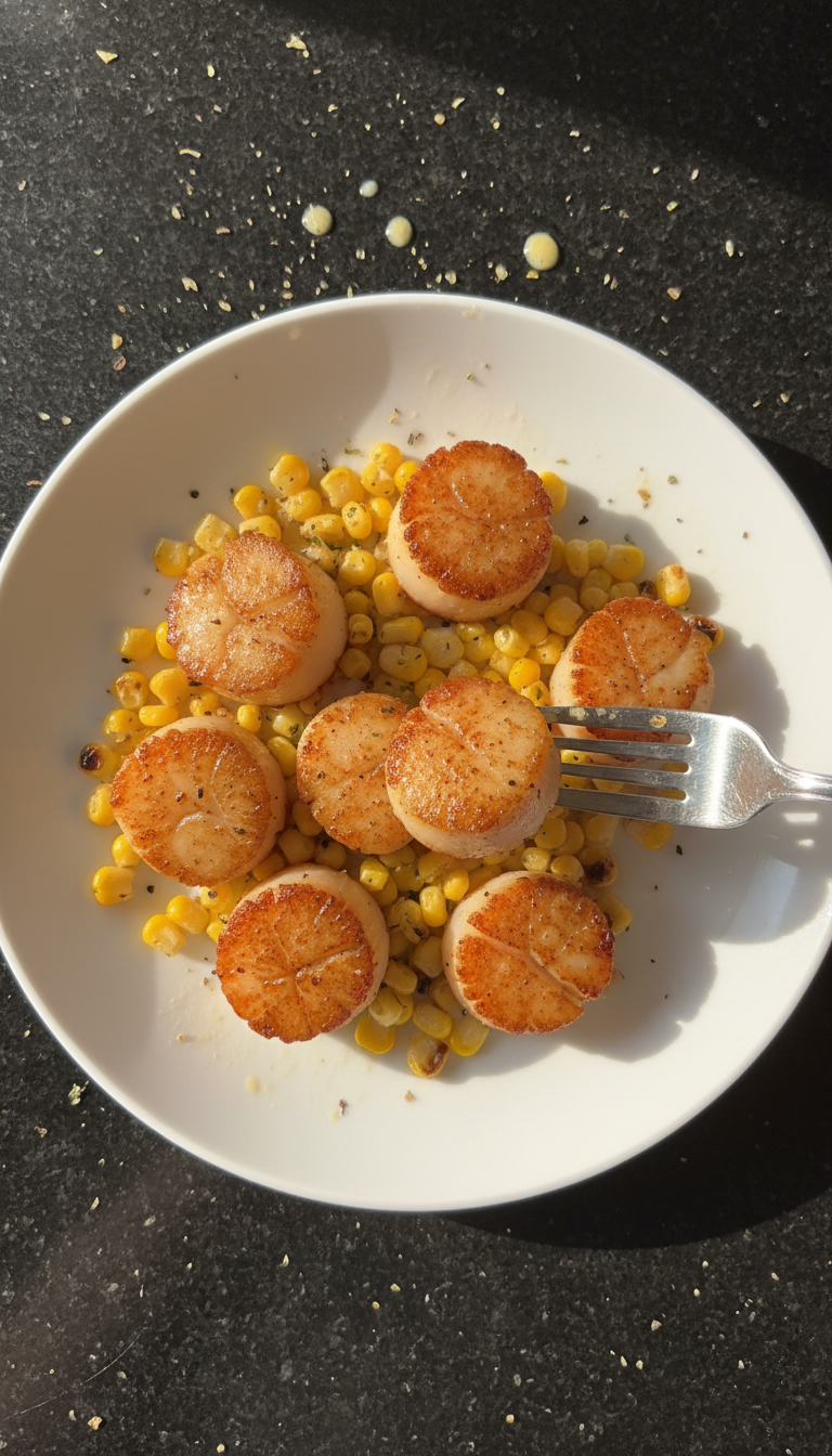 Seared Scallops with Roasted Corn