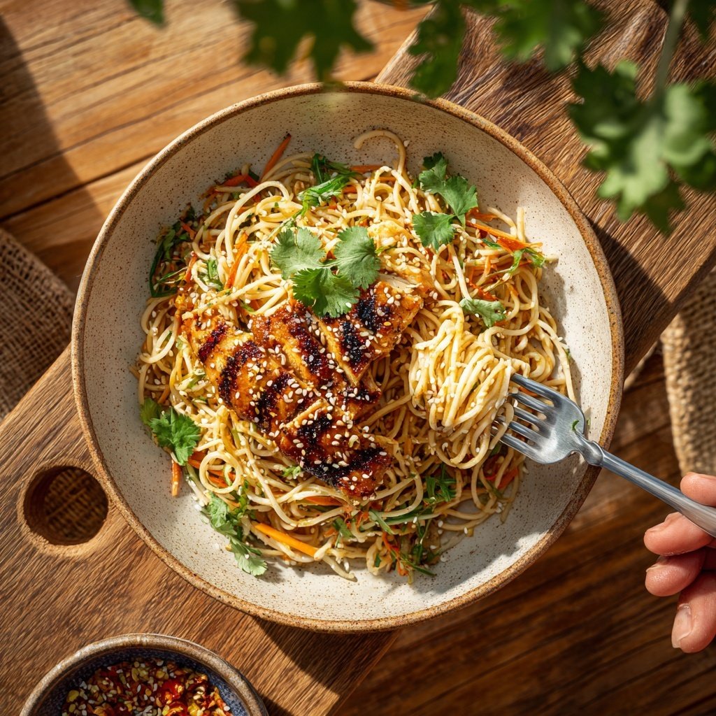Sesame Noodle Salad with Grilled Chicken
