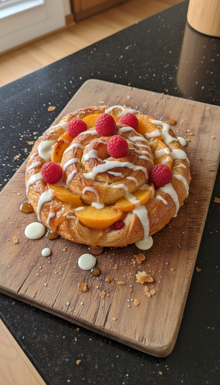 Peach Melba Croissant Roll