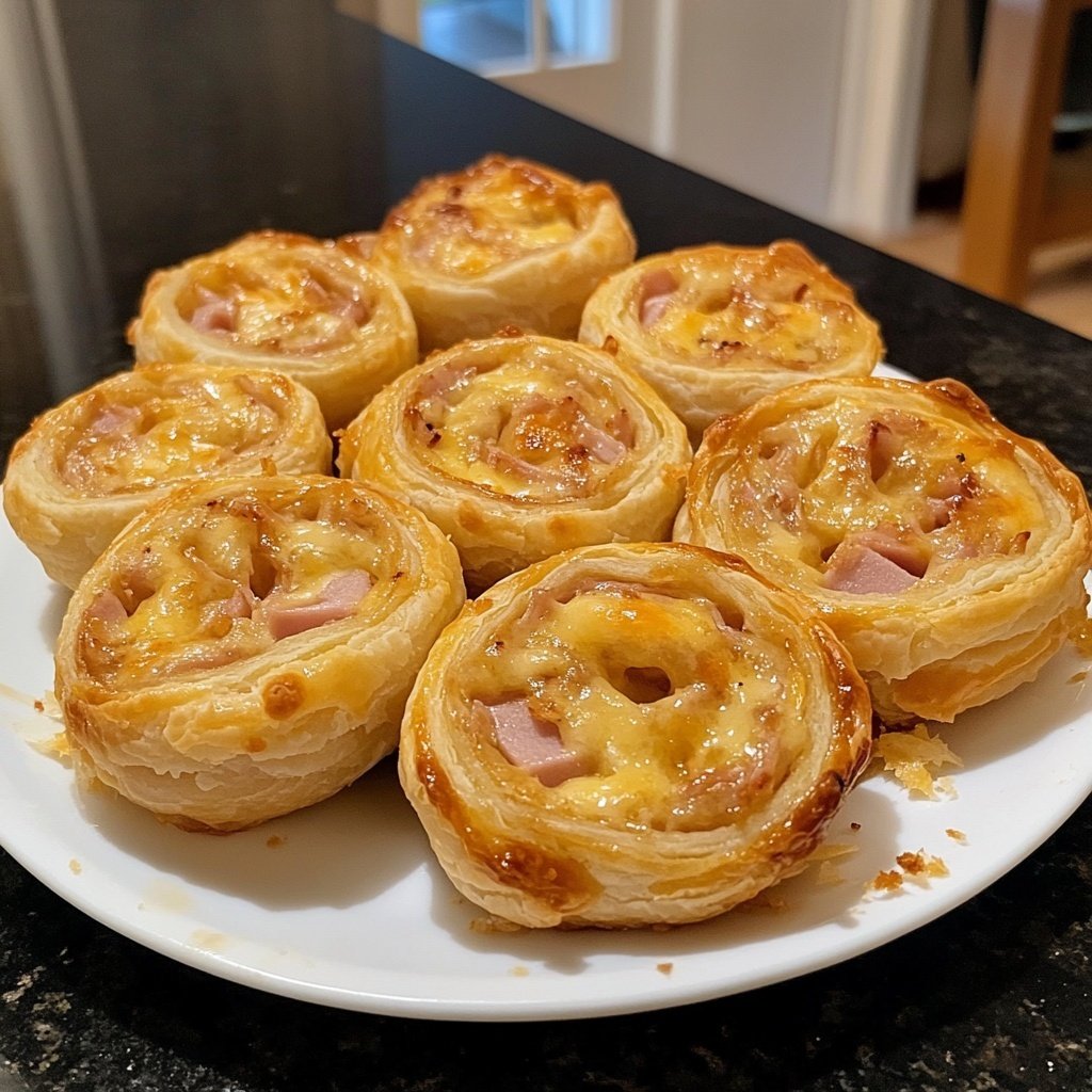 Easy Ham and Cheese Puff Pastry Pinwheels