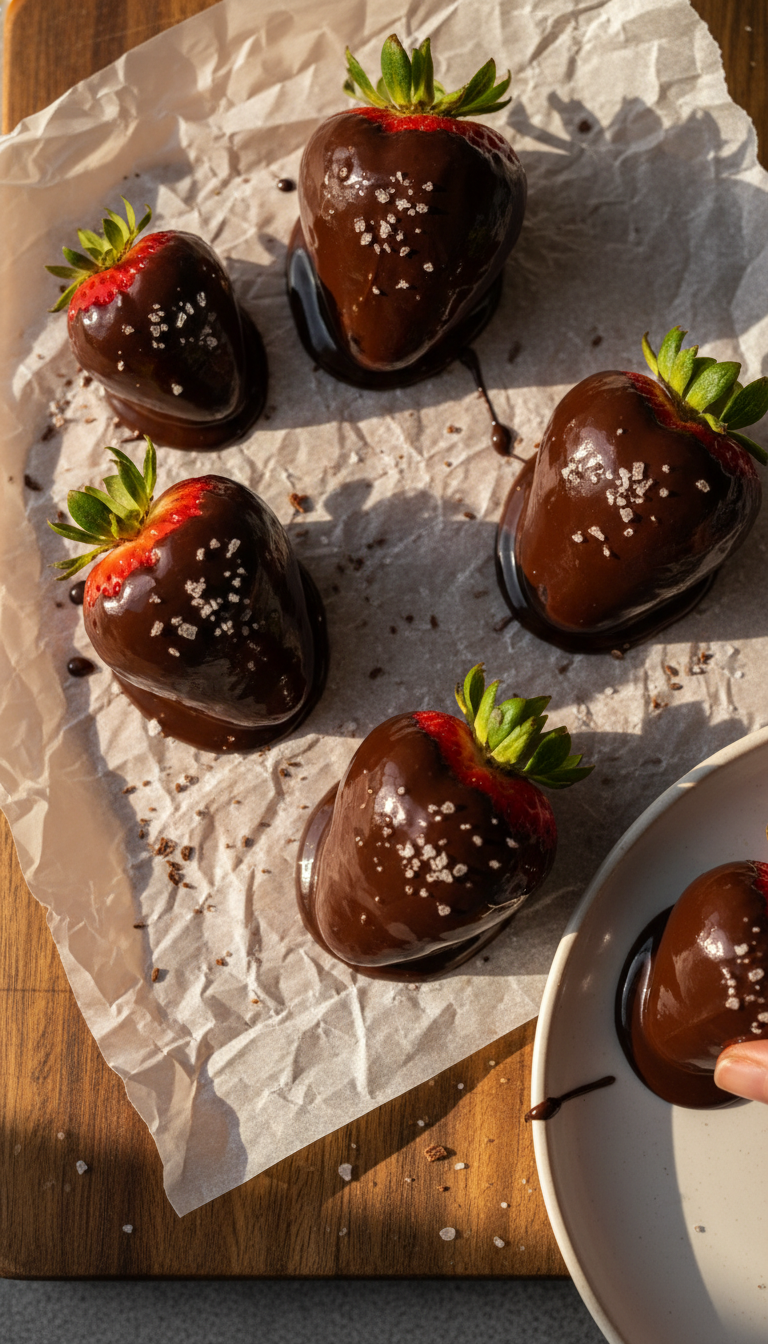 Chocolate Strawberries with Sea Salt