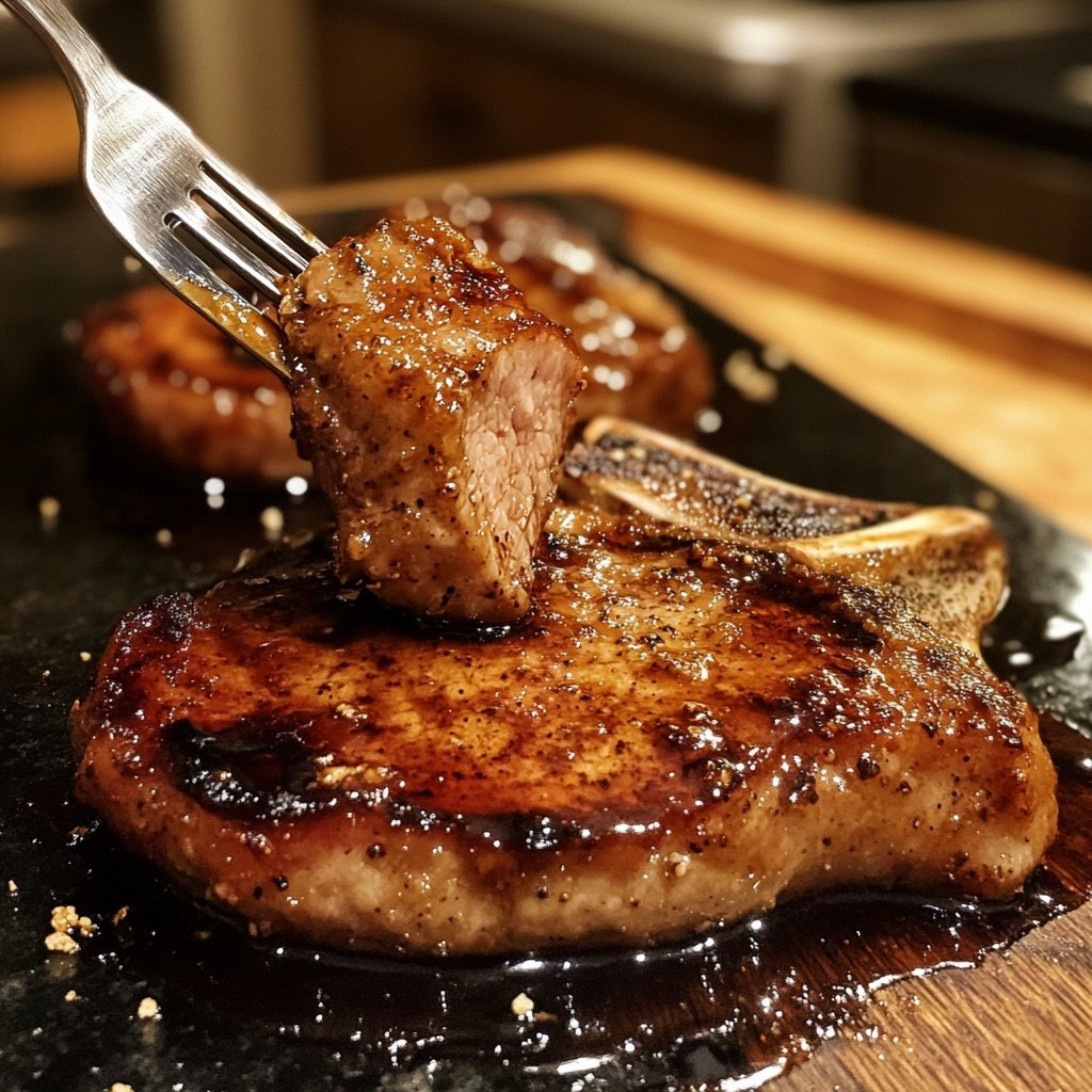 Pork Chop with Balsamic Maple Glaze