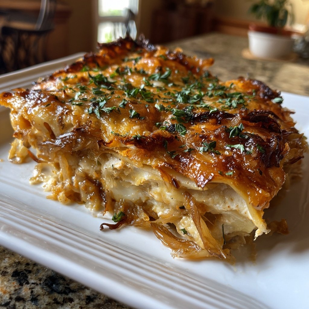 French Onion Chicken Lasagna Comfort