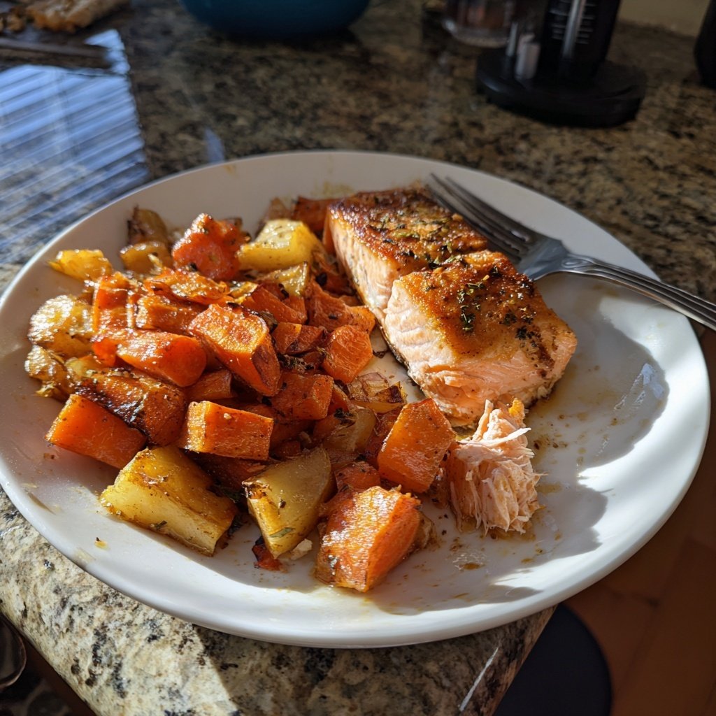 Roasted Garlic Salmon and Vegetables