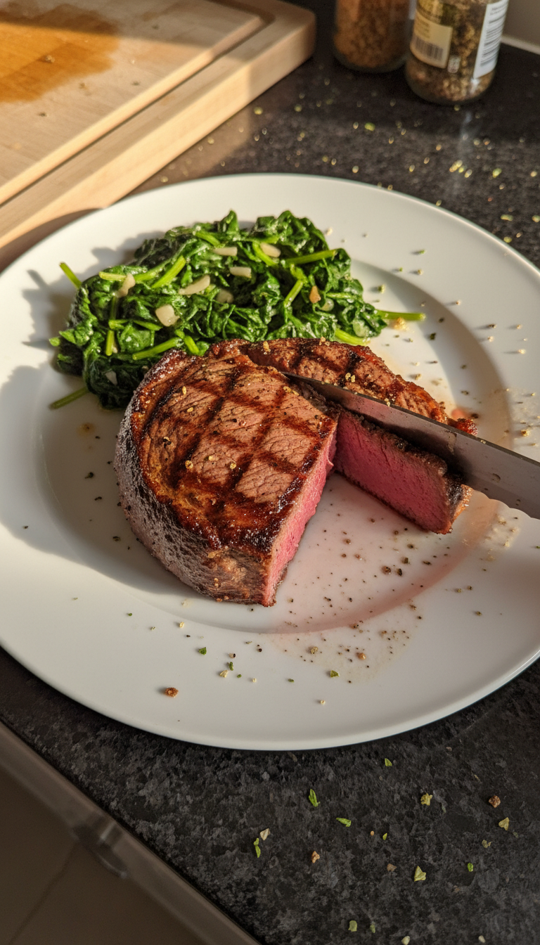 Filet Mignon with Spinach