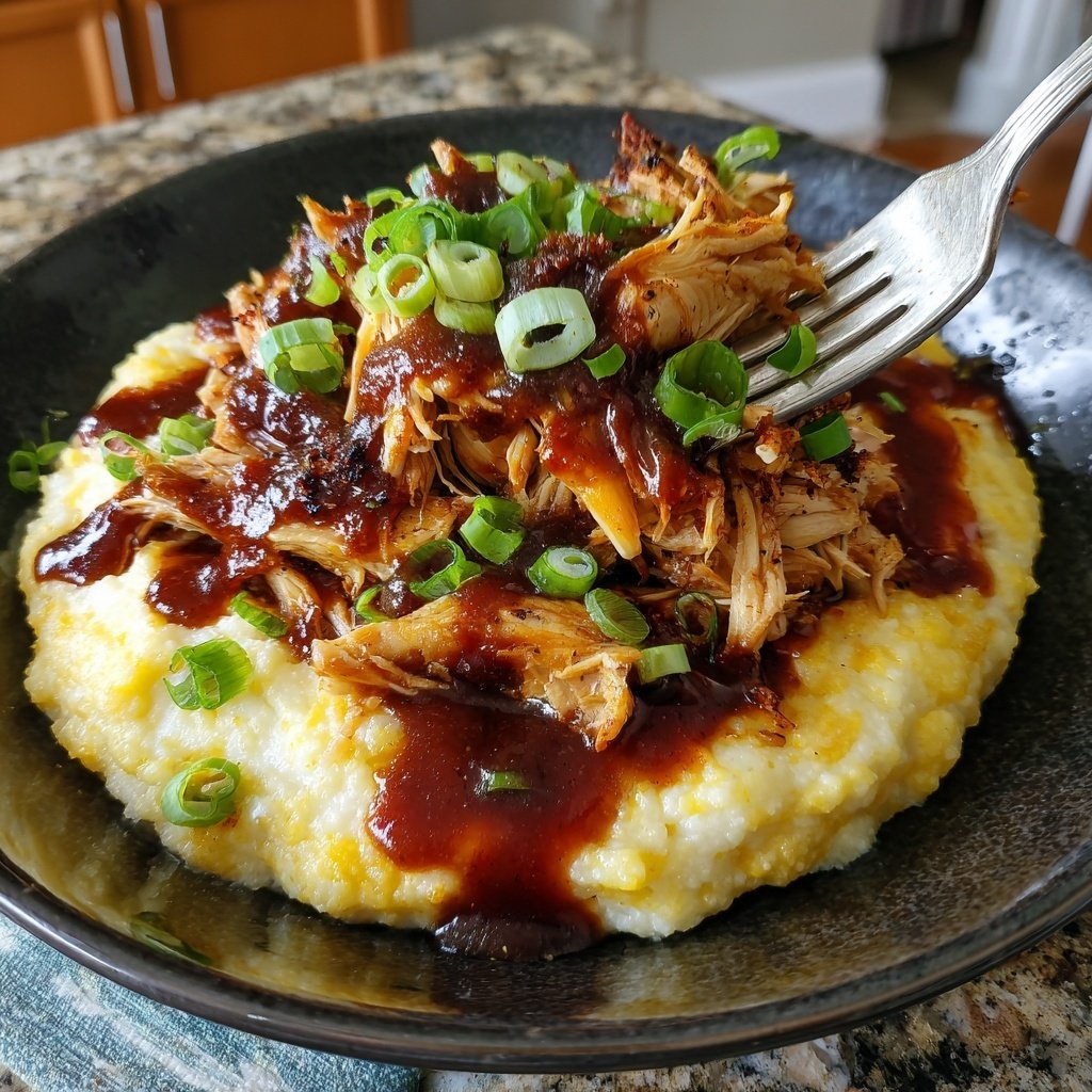 Shredded Barbecue Chicken Grits